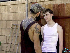 Redneck step-dad inhaling and asslicking teen