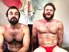 Bearded hunks Mason Lear & Brian Bonds have some fun in quarantine