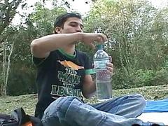 Naughty Latin boys have gay fun out in the woods