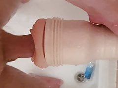 Fucking Fleshlight on shower mount for the first time