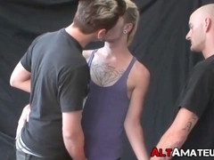 Emo teen gets pounded by two hung alternative jocks