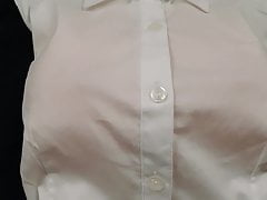Sleeveless White Blouse Wet and Cum Stained