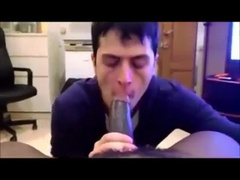 dude enjoys sucking a big black cock 4
