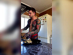magnificent TATTOED guys IN THE KITCHEN