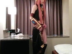 Asian Crossdresser Cums Cosplaying