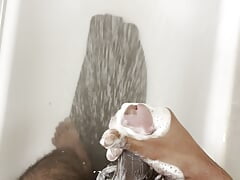 solo guy soup masturbating in bathroom