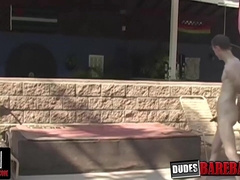 A group of twinks fuck raw after sucking each other's dick by the pool