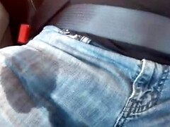 Pissing and cumming in a rental car