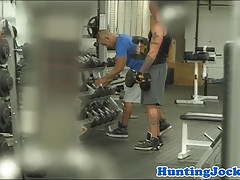 Muscle jock anally drilled in the gym