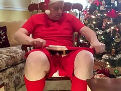 Daddy masturbating by the Christmas tree