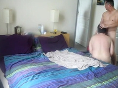 Sub's Mouth Filled With Jockstrap And Dom's Cock.