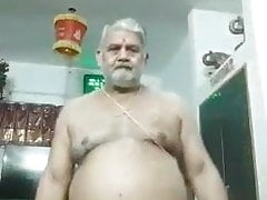 Fat grandpa showing body