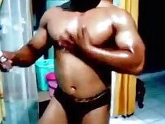Indonesian Bodybuilder Naked Pose and Masturbate