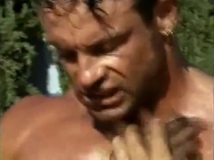 Bobby Blake Mike Hamilton poolside