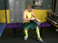 Working out his ass with some dildos