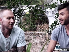 Watch this hot tattooed guy with a cumshot on his face