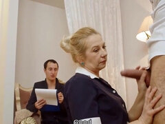 Room service lady gets to enjoy a younger dick inside