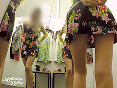 spycam CAMERA IN THE WOMEN'S FITTING room - UPSKIRT NO underpants
