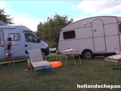 Naughty Dutch MILF Michel Neukt enjoys outdoor camping blowjob fun