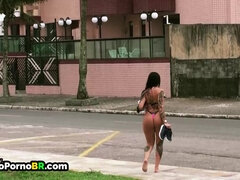 Tattooed brunette Latina with big ass Elisa Sanches fucked live doggystyle - amateur