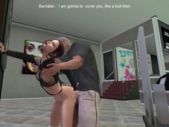 Hot Brunette Riding Space Roller and Taking Cumshots like a Pro in Second Life!