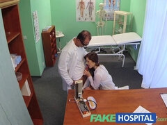 Naughty nurse gets licked and fucked on doctors desk for a job