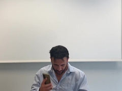 Super-steamy teddy draining off at the office. Smears his spunk with lingerie.