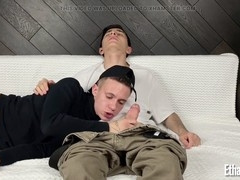 Hairy dude gets face-fucked and receives a messy finish in his mouth