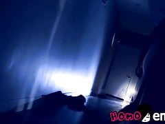 Emo twink sucks on lollipop and hard jock cock on top of it