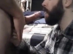 Sub sucking and feeding on his man's load 4