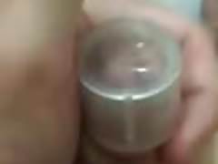 Cumshot in the cup with condom 2
