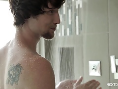 High School Bros Bareback in the Shower for NextDoorRaw!