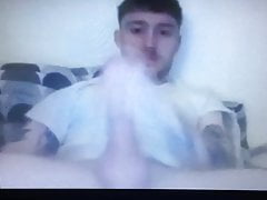 Str8 tattooed young bearded guy hard edging 10inch huge cock
