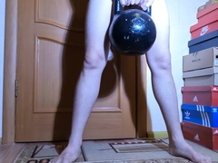 Super-Hot Fag Is Dancing With Kettlebell