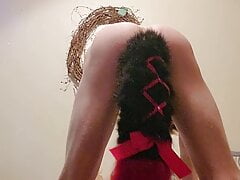 A submissive qt poses with a tail then jacks off and cums with a butt plug