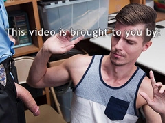 Inked shoplifter shoots a load