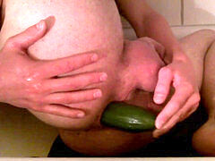 finger my butt hole, gaping, selffuck and cucumber inersetion