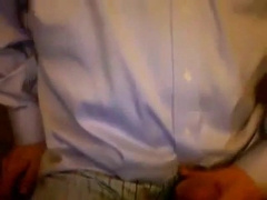 Dad big cock cums on shirt