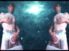 Excitable hands-free man gives himself a spectacular cum show