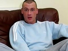 Kinky stud masturbates after interview