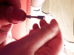 Push in penis plug and wank