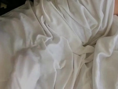 White nylon slip wank & cum 7