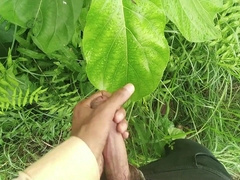 Thick Bone Pop-Shot In Innate Garden, Outdoor Cum Shot