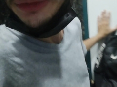 myself seating on the floor, salivating on it, showcasing stomach hair