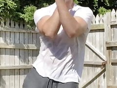 Going commando wet trackies great bulge hot stud