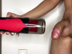 Latino with a Big Dick Cumming Horny on His Suction Device