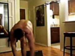 Latino stud does naked yoga to arouse the masses
