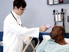 Black hunk lets white doctor fuck his ass and come on his BBC