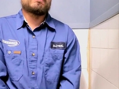 Big jizz shot in the douche at work