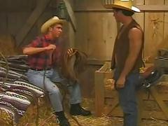 Horny gay cowboys suck dick and fuck ass in the stable